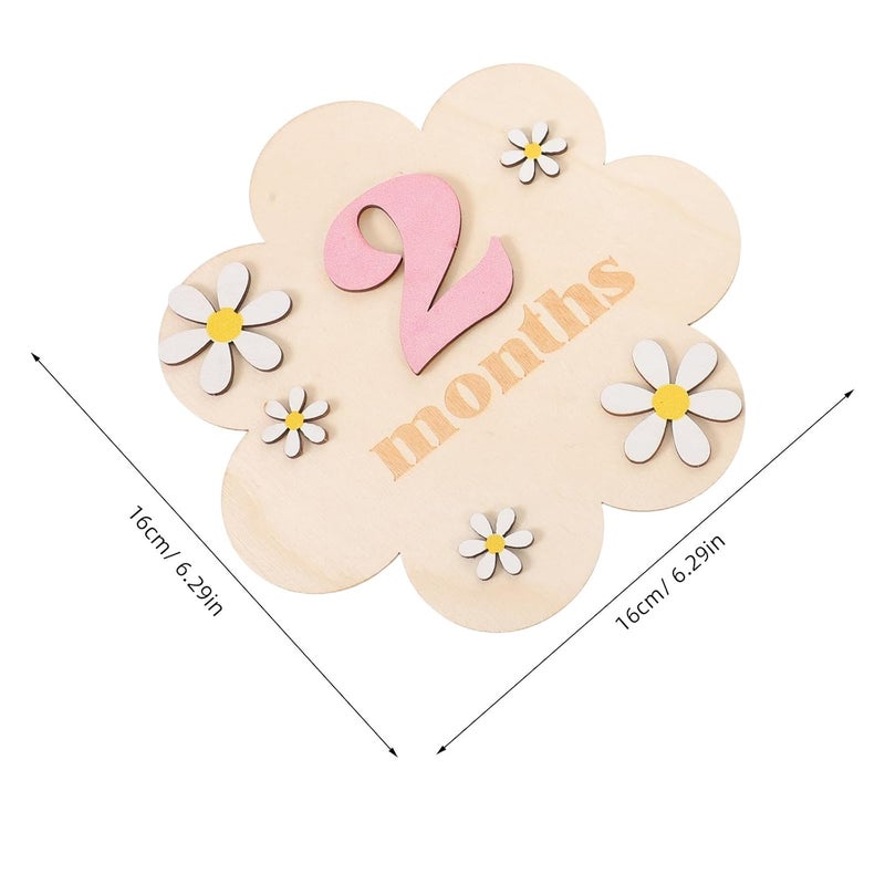 Baby Monthly Photo Props 2 Sets Wooden Birth Flower Plaques For Valentine Day Baby Shower - Image 2